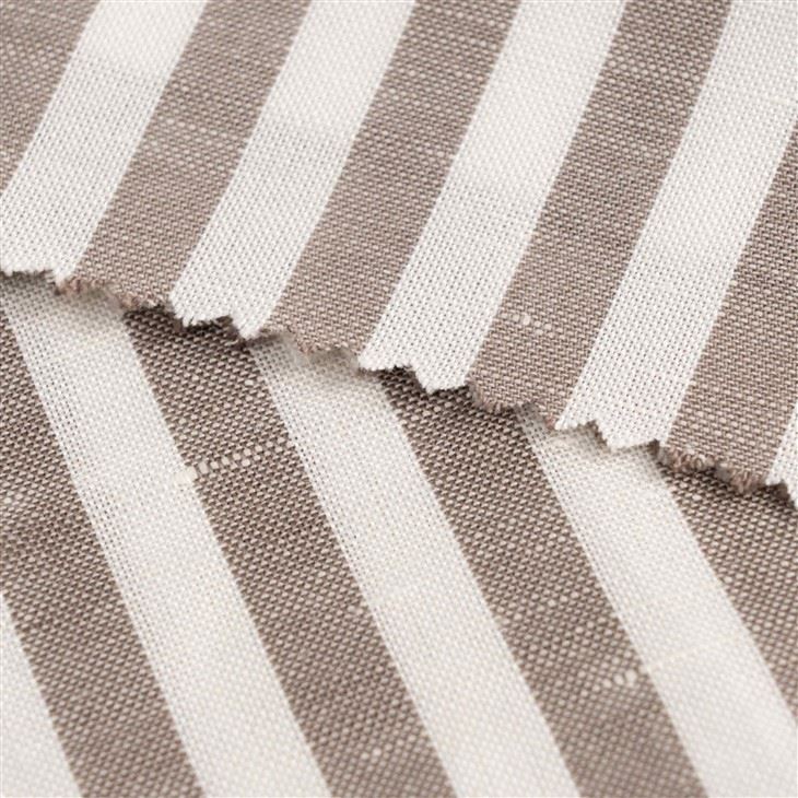 Light Taupe Striped Linen Jersey Fabric high quality
