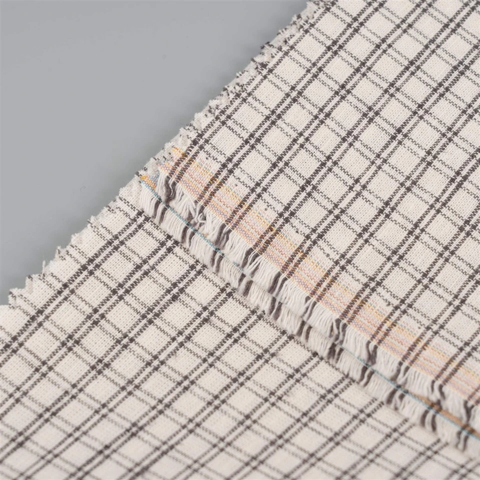 Off White Grid Linen Fabric price